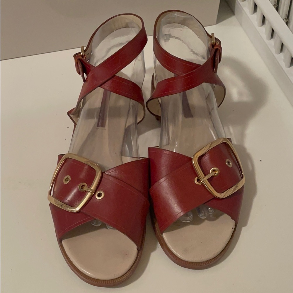 Zara women chocolate color beautiful sandals.Twisting around the Ankles